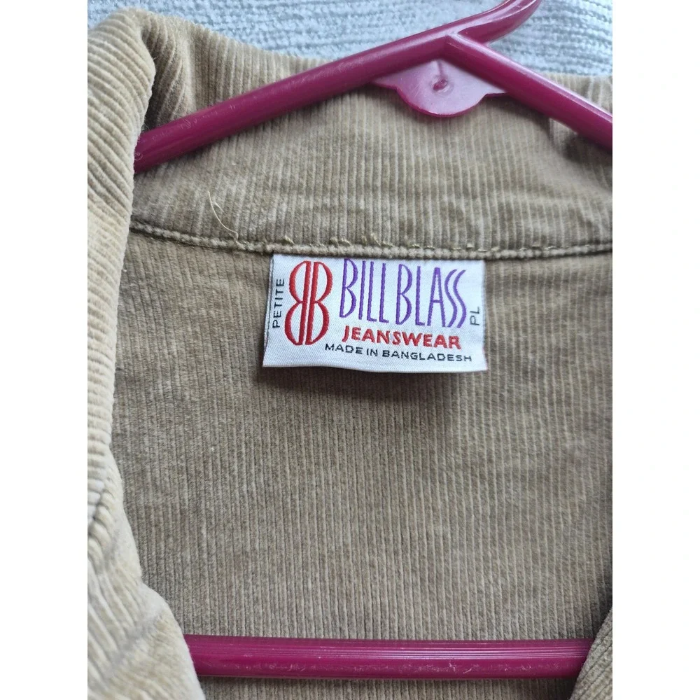 Bill Blass Corduroy Blazer Jacket Womens L Petite Brown Cotton Single Breasted